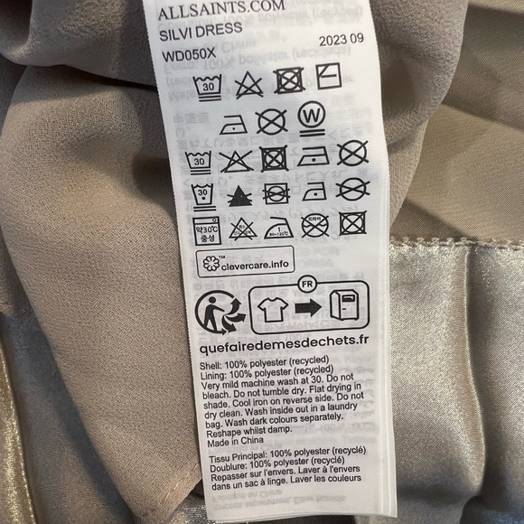 All Saints Silver Satin Dress Large - Picture 7 of 7